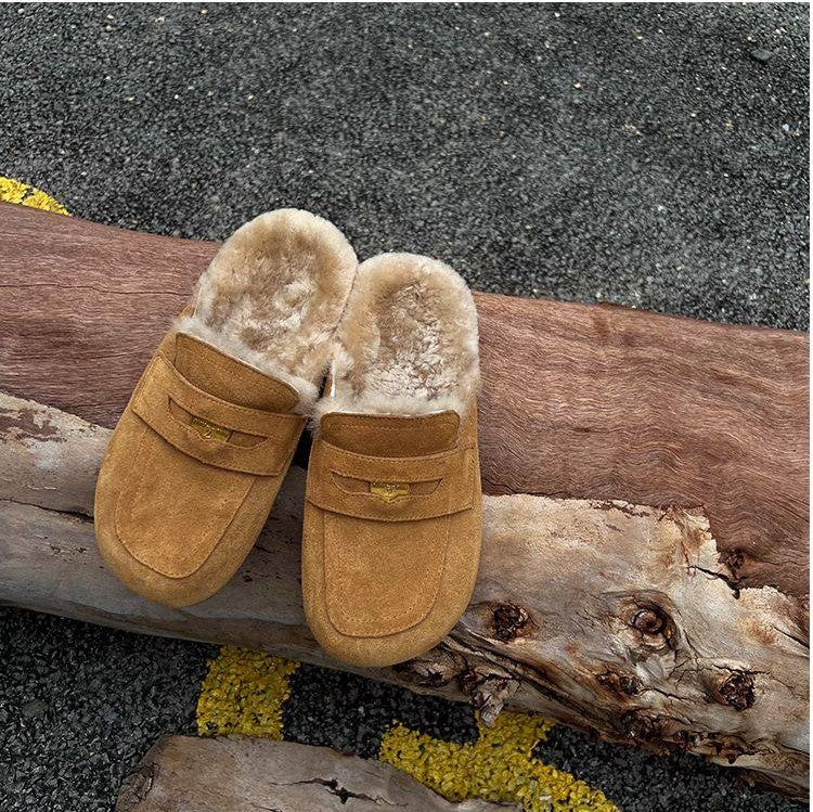 Cozy Suede Slip-On Loafers with Soft Lining - Khaki