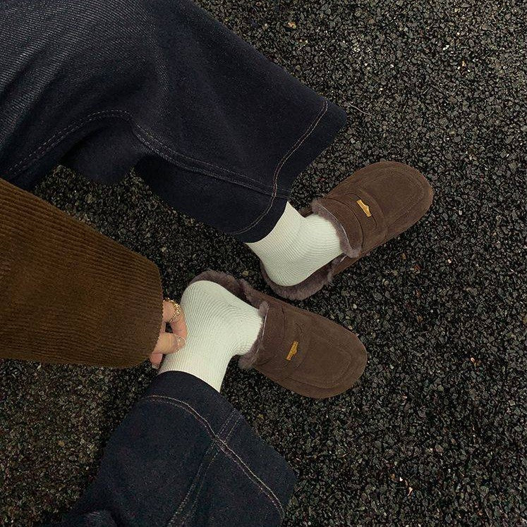 Cozy Suede Slip-On Loafers with Soft Lining - Brown