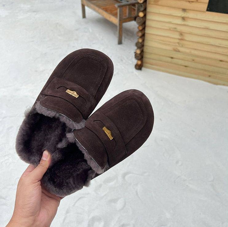 Cozy Suede Slip-On Loafers with Soft Lining - Brown