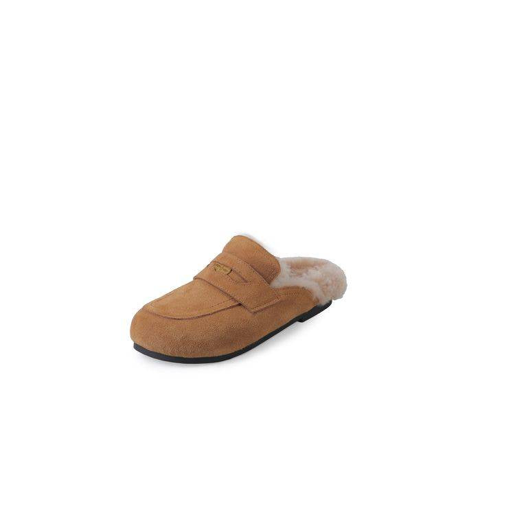 Cozy Suede Slip-On Loafers with Soft Lining - Khaki