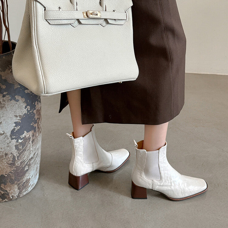 Elegance Heeled Sheepskin Boots - Beige