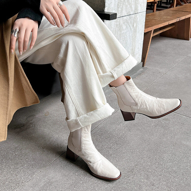 Elegance Heeled Sheepskin Boots - Beige