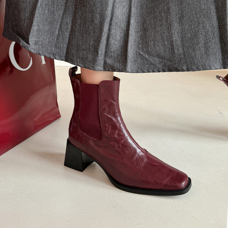 Elegance Heeled Sheepskin Boots - Burgundy