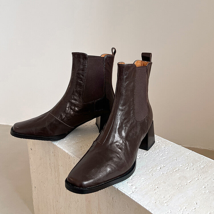 Elegance Heeled Sheepskin Boots - Brown