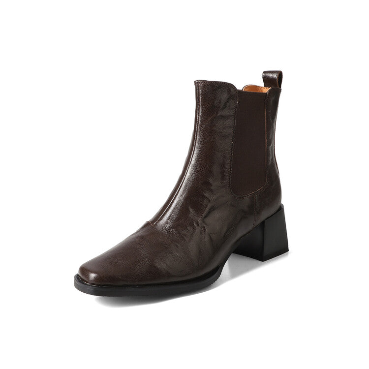 Elegance Heeled Sheepskin Boots - Brown