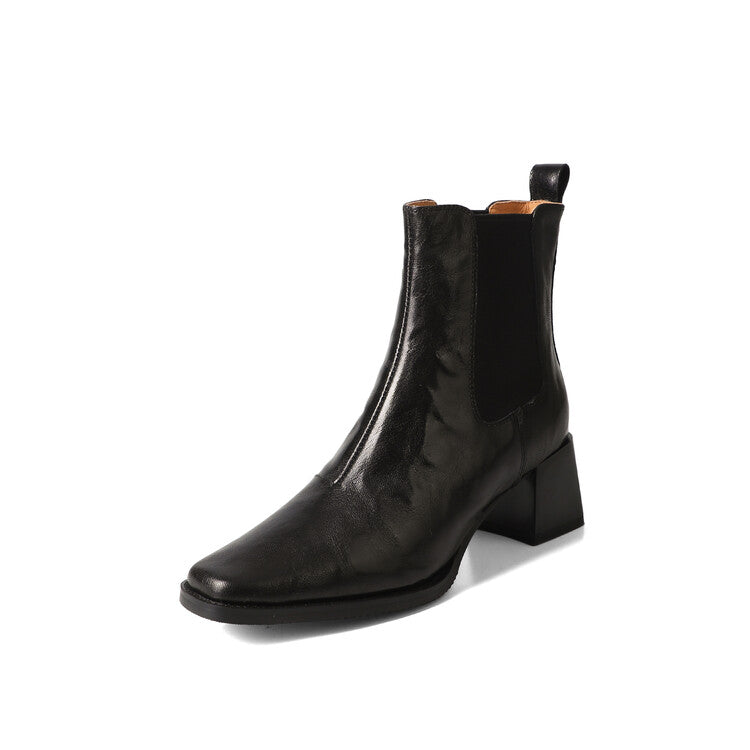 Elegance Heeled Sheepskin Boots - Black