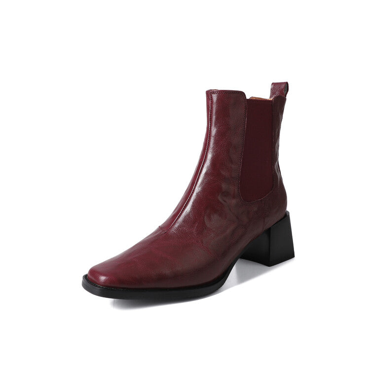 Elegance Heeled Sheepskin Boots - Burgundy